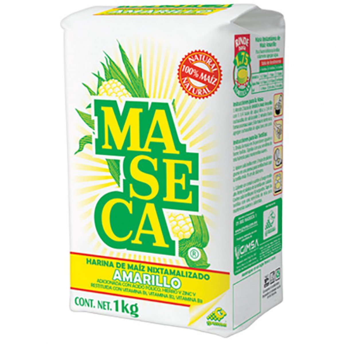 Harina de Maíz Nixtamalizado Amarilla 1kg Maseca