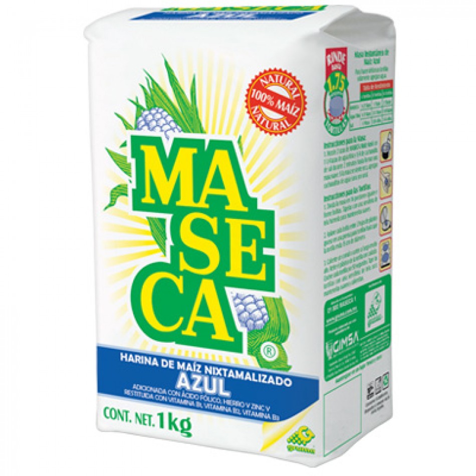 Harina de Maíz Nixtamalizado Azul - Maseca 1kg