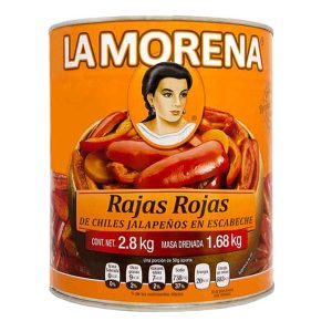 Chiles Jalapeños Rajas Rojas 2,8Kg La Morena