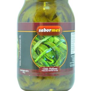 Chiles Poblanos en Rajas 340g- Sabormex