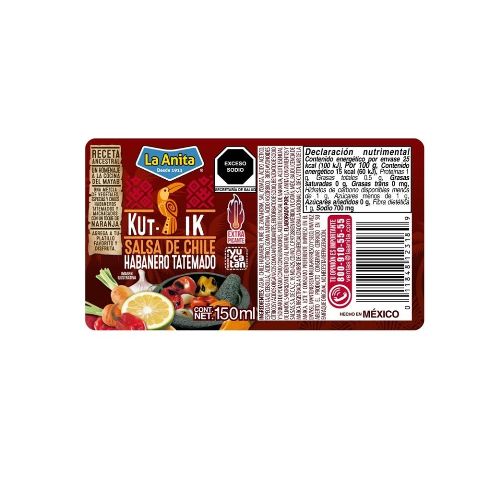 Salsa Kut It Habanero Rojo 150ml- La Anita - Imagen 3